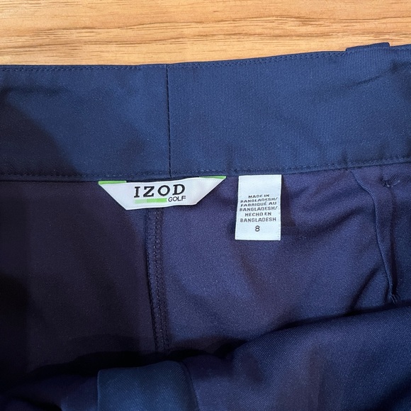 Izod Womens Skort Navy Blue Pockets Golf  Solid Zip Button Front Pleated Hem - Picture 4 of 9